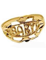 14k Yellow Gold, Small Baby Child Kid Ring Filigree Design