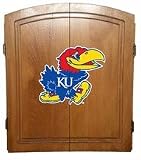 Kansas Jayhawks Varsity Dartboard Cabinet (Oak Finish)
