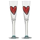 Kosta Boda Hearts Champagne Flute Pair