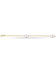 14K Yellow And White Gold Fancy Hearts Anklet (Adjustable 9 - 10 Inches)