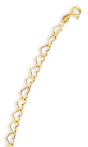 14k Yellow Open Heart Shaped Link Bracelet – 7.25 Inch