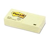 Post-it Notes (3-inch x 3-inch) Canary Yellow, Lined, 100-Sheet Pads (Pack of 6)