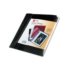 New-ACCO 26101 - Vinyl Report Cover, Prong Clip, Letter, 1/2 Capacity, Clear Cover/Black Back - ACC26101