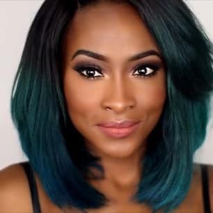 Kylie Jenner summer short wig Heat Resistant Fiber Hair mermaid dark root ombre black blue body wave Synthetic lace front wig for women free shipping
