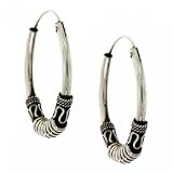New Sterling Silver 925 Hoop Earrings Antique Design