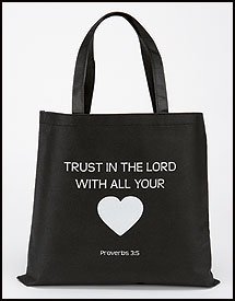 Trust In the Lord With all Your Heart Tote Non-Woven Reycled Nylon Bag Great Gift Ideas for Sunday School Teachers and Youth