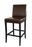41-1/2-Inch-Tall Full Leather Padded Seat Barstool, Dark Brown