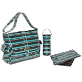 Laminated Buckle Bag - Canal Street Stripes Turquoise