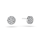 14K White Gold Genuine Round White Diamond Earrings