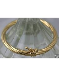 14K Solid Yellow Gold Italian Bangle Bracelet 6" Children / Petit Twisted Rope 4.8g