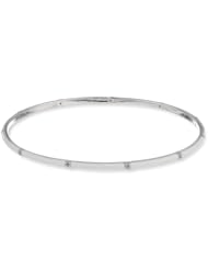 Sterling Silver Solid White Enamel Diamond-Accent Bangle Bracelet