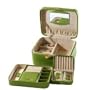 Jewelry and Watch Case Box with Removable Travel Tray in Lime Green Textured Leather