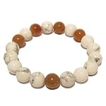 Calcite Bracelet 10 Stretch Howlite White Orange 10mm Crystal Gemstone Healing
