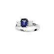 14K White Gold 3/8 ct. Diamond and 7 x 5 MM Emerald Cut Sapphire Ring