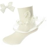 DressForLess Multi Color Girls Socks with Color Ruffled Organza Lace and Ribbon