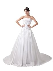 Strapless Lace-Up Beaded Ruched Corset   Waistline Taffeta  Dress with a Court Train 