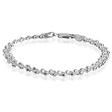Sterling Silver Braided Snake Chain w/ Diamond Cut Beads Bracelet 7.5