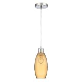 Lite Source LS-19491L/AMB One Light Hanging Mini Pendant in Light Amber Glass