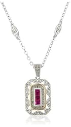 S&G Sterling Silver and 14k Yellow Gold Gemstone Necklace (0.12 cttw, I-J Color, I2-I3 Clarity), 18"