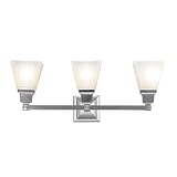 IMAGE OF Livex Lighting 1033-91 Mission 3 Light Vanity Brushed Nickel with Frosted Glass