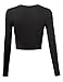 Doublju Womens Basic Long Sleeve Crop Top BLACK SMALL