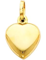 14K Yellow Gold Medium Heart Charm Pendant