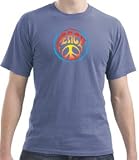 PSYCHEDELIC PEACE 100% Cotton Pigment Dyed Adult T-shirt – Night Blue Color, 3XL