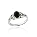 Sterling Silver Onyx Oval Center Stone with Celtic Knot Sides Ring, Size 8