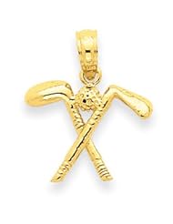 14k Gold 3-D Golf Clubs with Ball Pendant