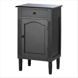 Antique Black Finish Wood Cabinet Nightstand Table