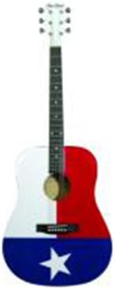 Acoustic & Electric Guitars & Bass Beginner Pack - Main Street Dreadnought Acoustic Spruce Top Guitar - Texas Flag, Double Cutaway Electric Guitar in Red, Bass Guitar w/Spruce Top, Mini Amp & Beginner Book