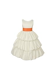 Girls  Tea Length Polyester/Satin  Dress With a Bow(s) and a Sash 