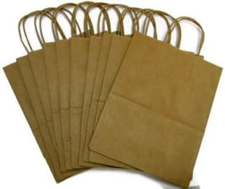 GKB Brown Kraft Paper Twisted Handle Bags - 25 Pcs - 8"x4.75"x10" Shopping, Craft, Party, Gift