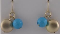 Gold and Aqua Spheres Earrings