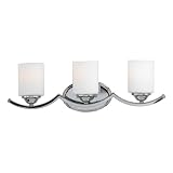 Quoizel EI8603C Ellis 8-Inch Bath Bar with Three Lights with White Opal Etched Glass, Polished Chrome Finish