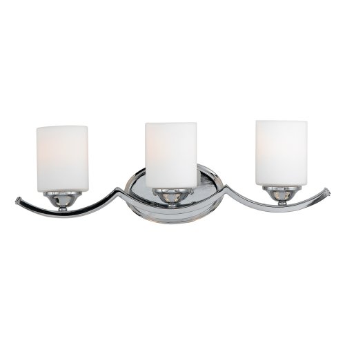 Quoizel EI8603C Ellis 8-Inch Bath Bar with Three Lights with White Opal Etched Glass, Polished Chrome Finish