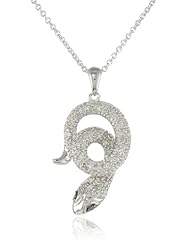 Sterling Silver Black and White Diamond Snake Pendant Necklace (1/5 Cttw, I-J Color, I2-I3 Clarity), 18 Inch