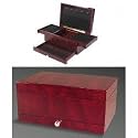 Jewelry Box Anti-Tarnish Rosewood Finish Compact (Rosewood) (4 3/4"H x 10"L x 6 1/2"D)
