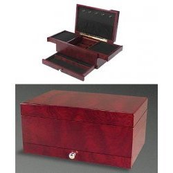 Jewelry Box Anti-Tarnish Rosewood Finish Compact (Rosewood) (4 3/4H x 10L x 6 1/2D)