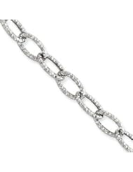14k Gold WG Diamond Cut Link Fancy Lobster Bracelet 7.5"