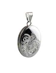 Silver 25x19mm hand engraved oval Locket