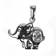 Sterling Silver Pendant - Elephant - Clear Cubic Zerconia - 22mm Height