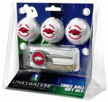 Arkansas Razorbacks 3 Ball Golf Gift Pack With Kool Tool