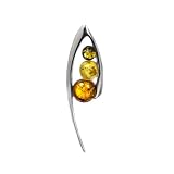Light Multicolor Amber Sterling Silver Pod of Peas Pendant