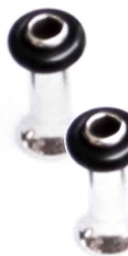 Ear Tunnels Set - 14G 316L Stainless Steel Gauges - Single Flared with orings. Set of 2