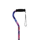 Nova Ortho-Med Nova Cane with Offset Handle and Strap In Maui Flowers, Purple/Pink/Red Floral