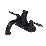 〔INK-0303065H〕　４インチ混合水栓（三つ穴混合水栓・水栓金具・洗面台用蛇口）　ブラック（黒） 　吐水口360°回転タイプ