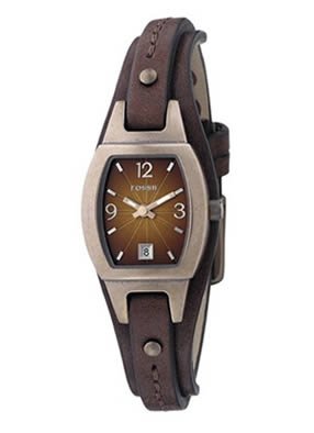 Fossil Women's JR9760 Skinny Brown Leather Strap Brown Analog Dial Watch