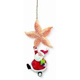 Starfish with Whimsical Santa Holiday Christmas Ornament