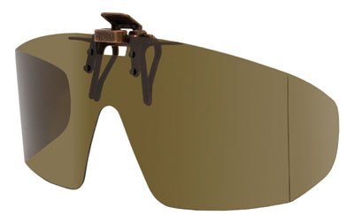 Polarized Clip-on Flip-up Plastic Sunglasses - Wrap Style - Polarized Brown - 65mm Wide X 55mm High (140mm Wide)